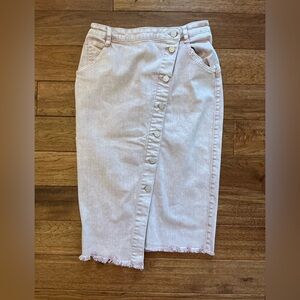 Wash Lab Light Pink Asymmetrical Rough Hem Denim Skirt, size 26